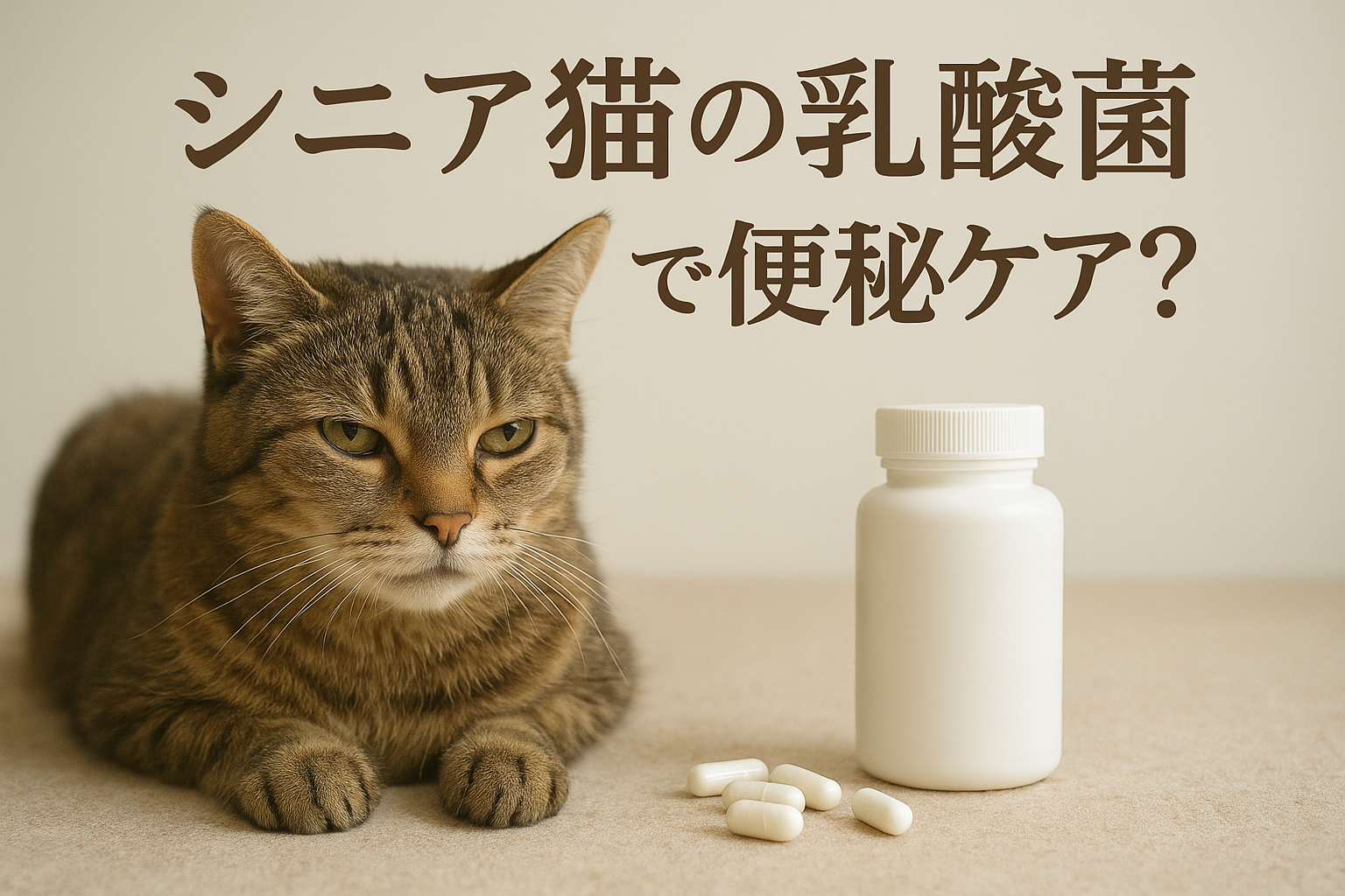 シニア猫の乳酸菌サプリで便秘ケア？
