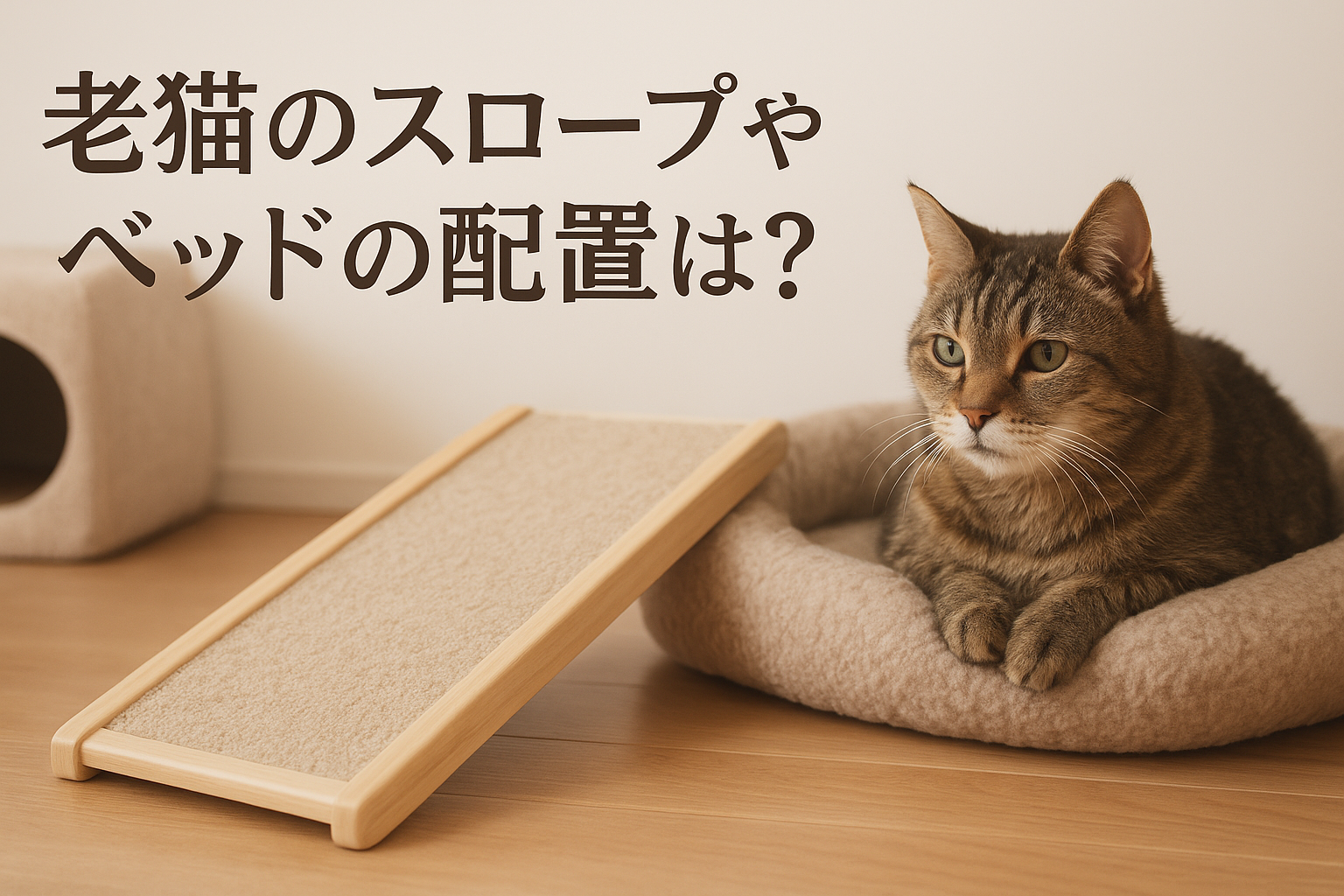 老猫のスロープやベッドの配置は?