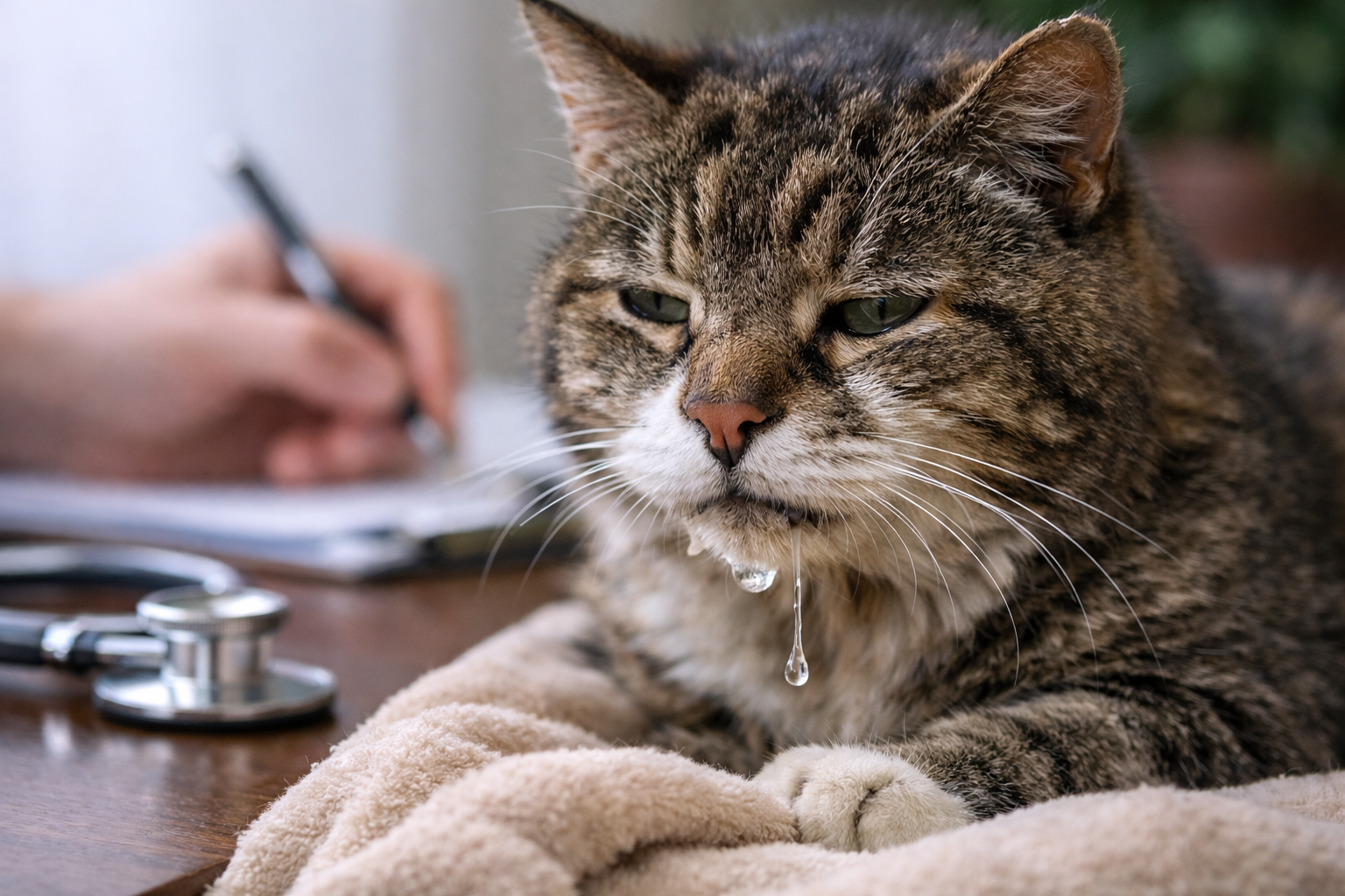 老猫のよだれは「原因の幅が広い」ため観察が重要と考えられます