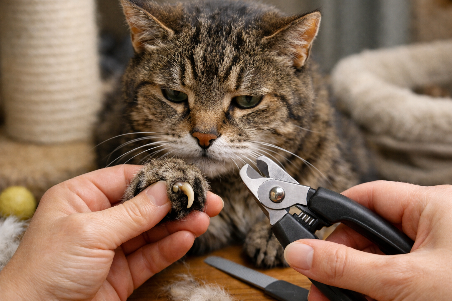 老猫さんの爪トラブルは「定期チェック+こまめな爪切り+環境調整」で予防しやすいと考えられます
