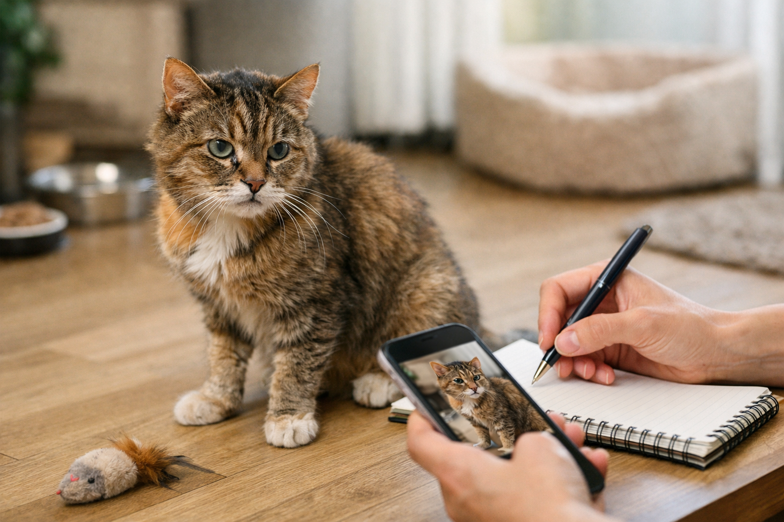 高齢猫の「認知症のような行動」は、違いに気づいて記録することが要になります