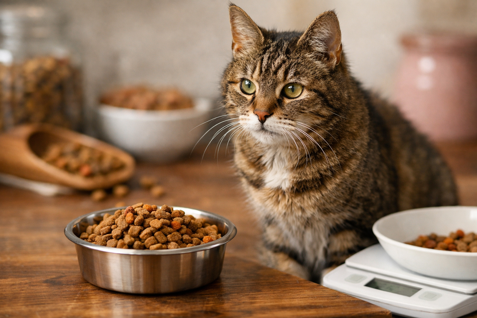 13歳の猫は「体重×40〜60kcal」を起点に、フードのMEでg数を決めます