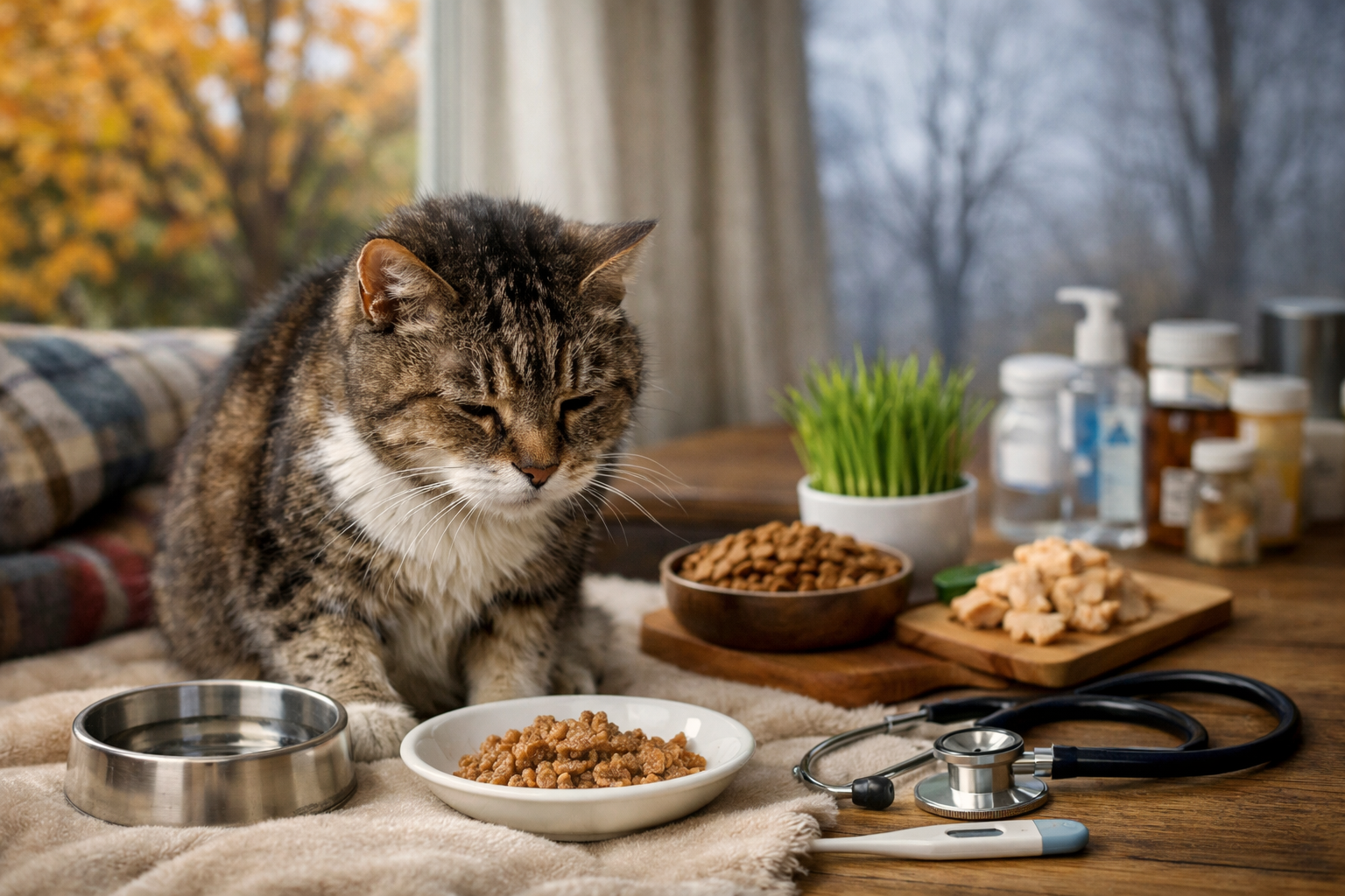 老猫さんの季節の変わり目の食欲不振は「環境+食事+観察+受診判断」で整えるのが基本です