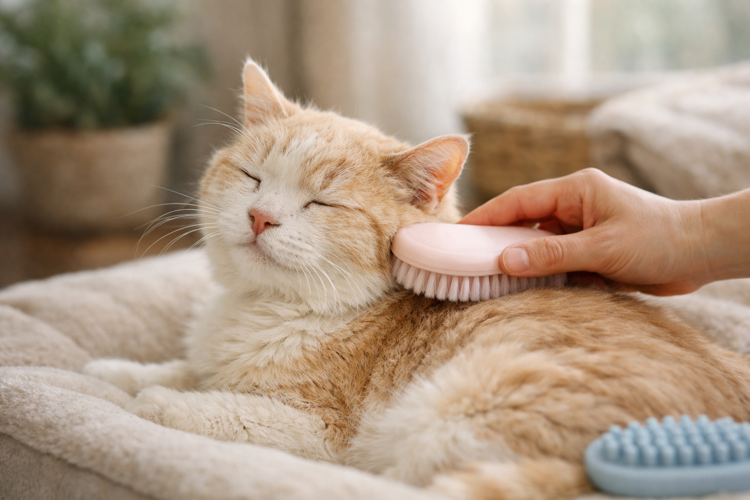 高齢猫さんは「柔らかいブラシ+短時間」が基本になります