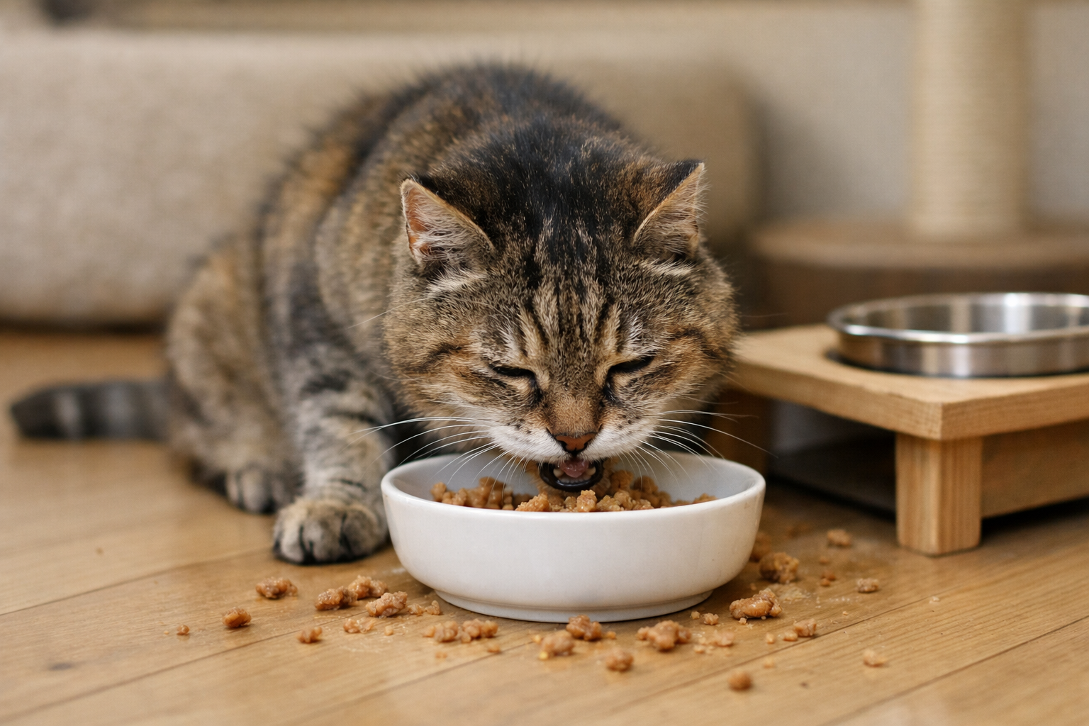 老猫がごはんをポロポロこぼす主な理由は口内の痛みや筋力低下と環境の不一致