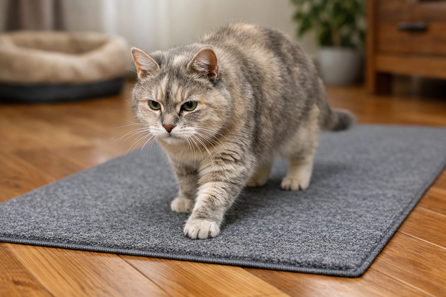 高齢の愛猫の関節と健康維持には専用の滑り止めマットが推奨されます