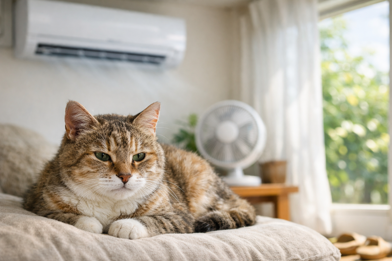 夏のシニア猫にとって最適なエアコン設定は27〜28℃が目安