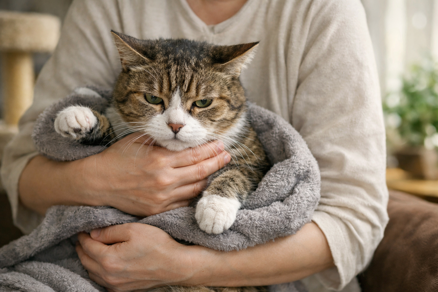 シニア猫の気持ちに寄り添い、負担の少ない抱き方に切り替えることが大切です